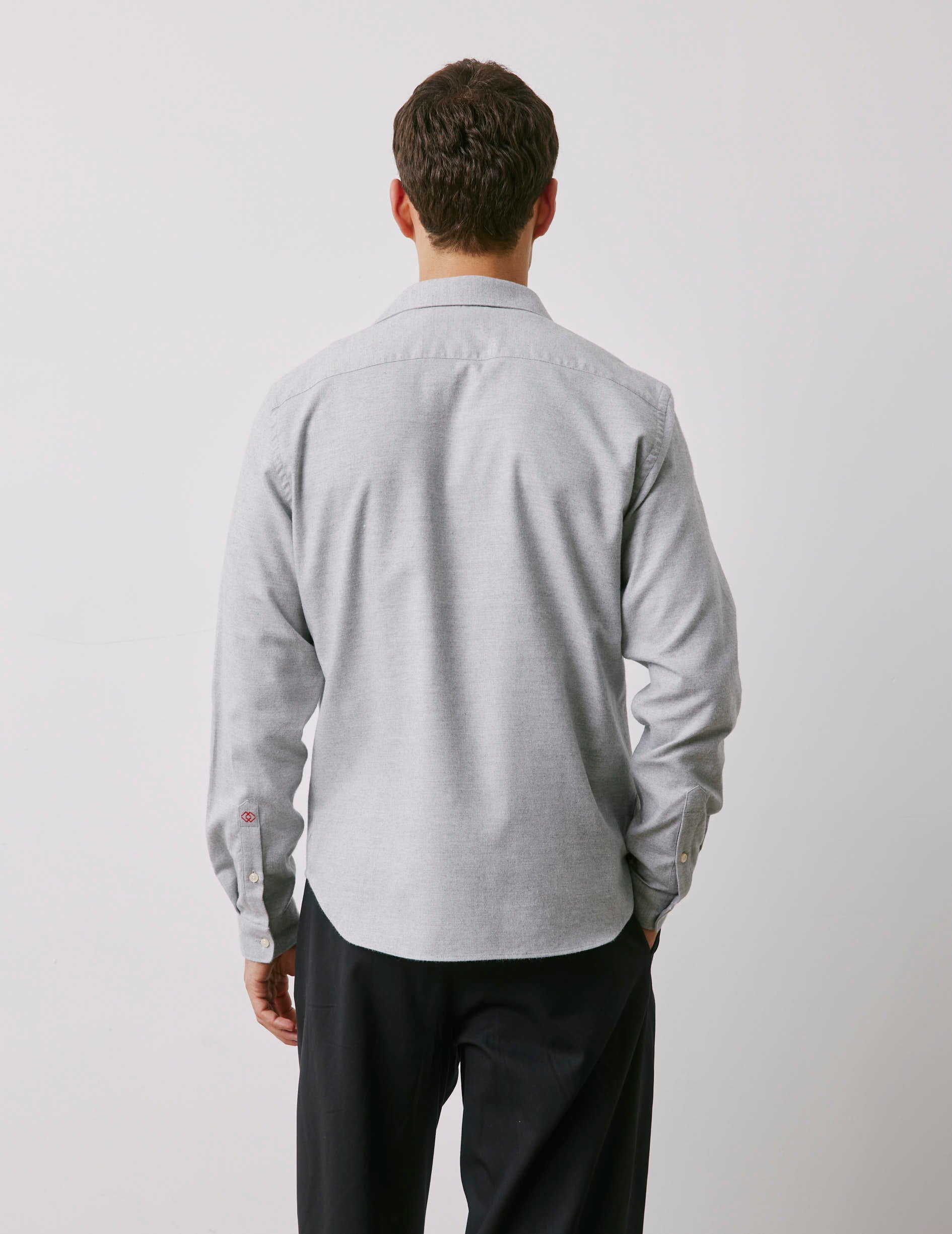 Unisex grey Je t'aime shirt - Flannel - Figaret Collar