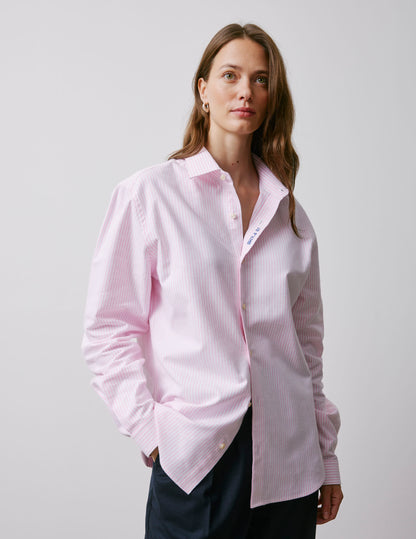 Unisex pink striped "Je t'aime" shirt