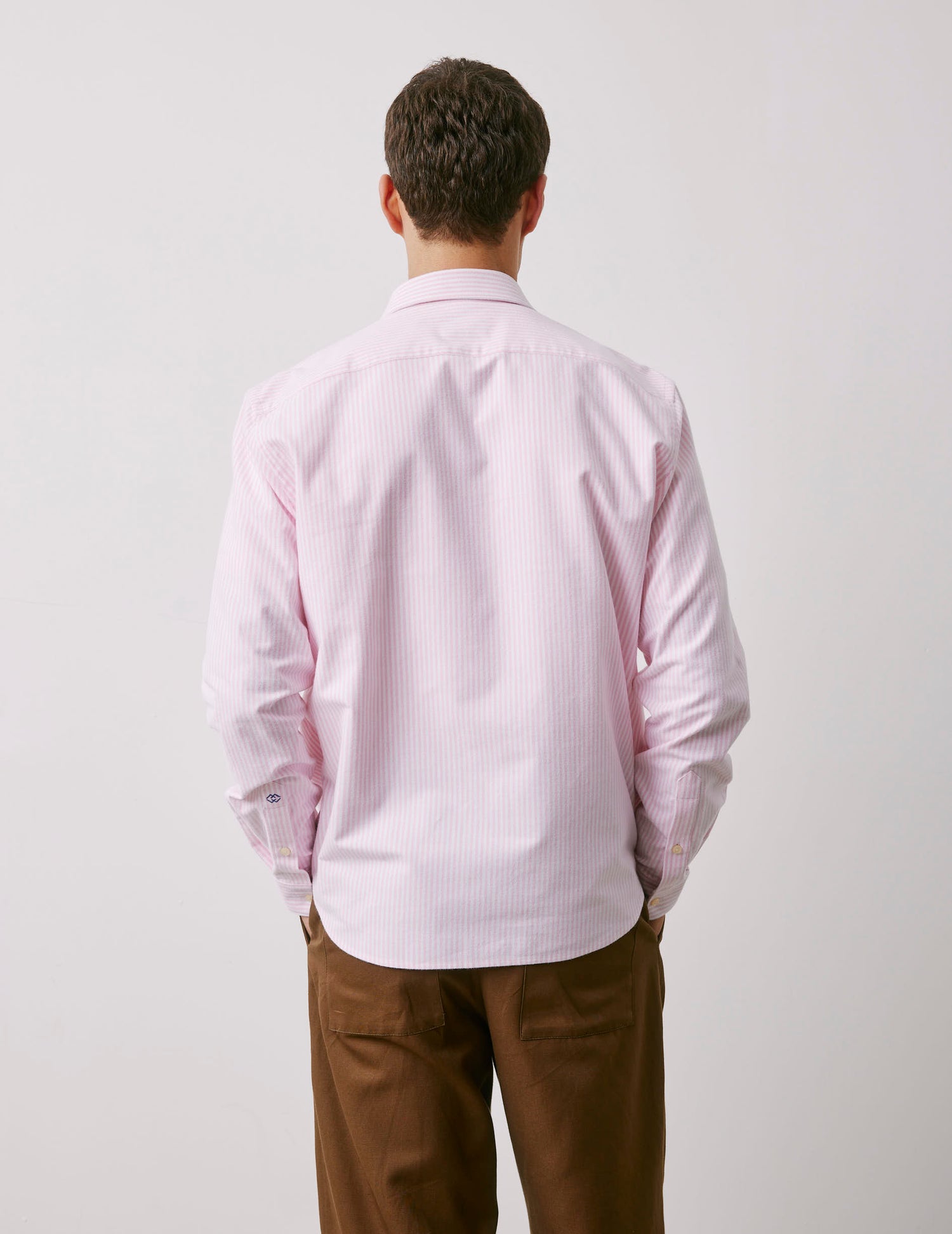 Unisex pink striped "Je t'aime" shirt - Scratch oxford - Figaret Collar#3