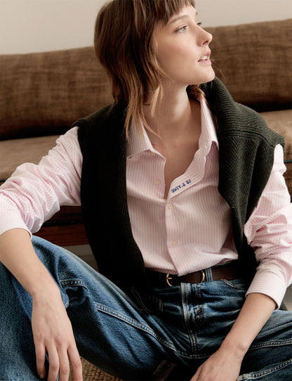 Unisex pink striped "Je t'aime" shirt