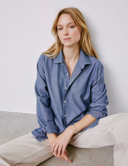 Unisex denim blue "Je t'aime" shirt