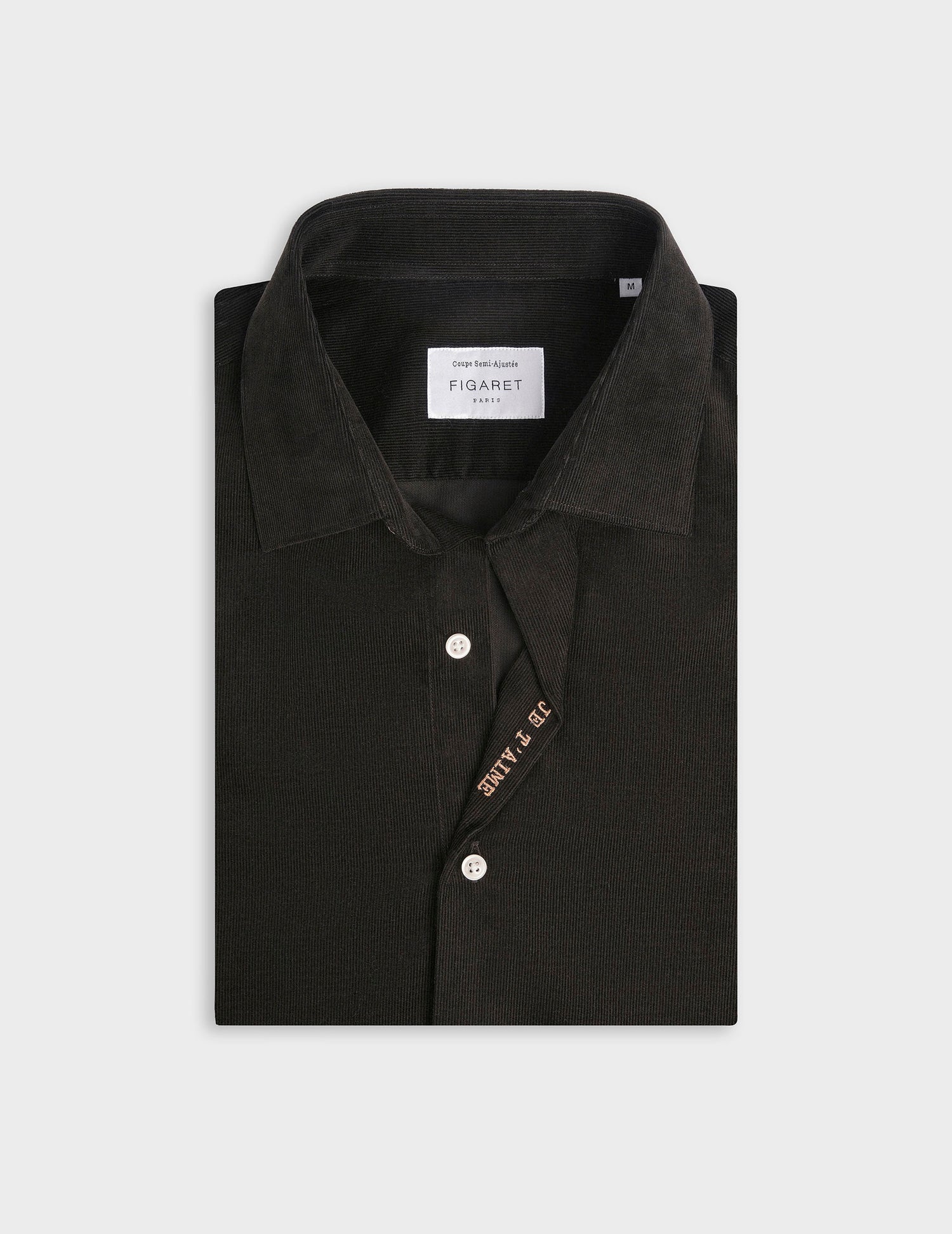 Unisex brown velvet "Je t'aime" shirt - Velvet - Figaret Collar#10