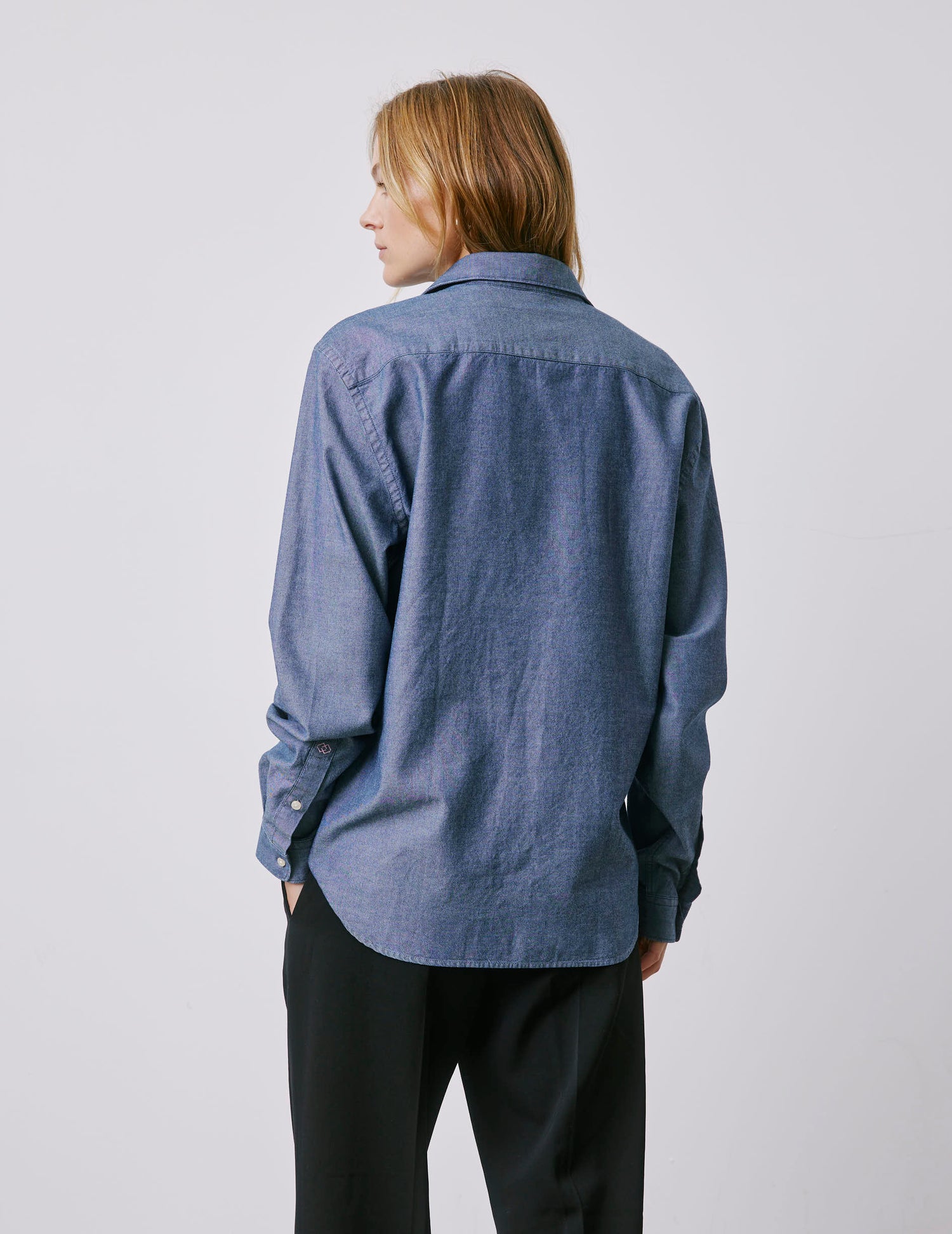 Unisex denim blue Je t'aime shirt - Denim - Figaret Collar#4