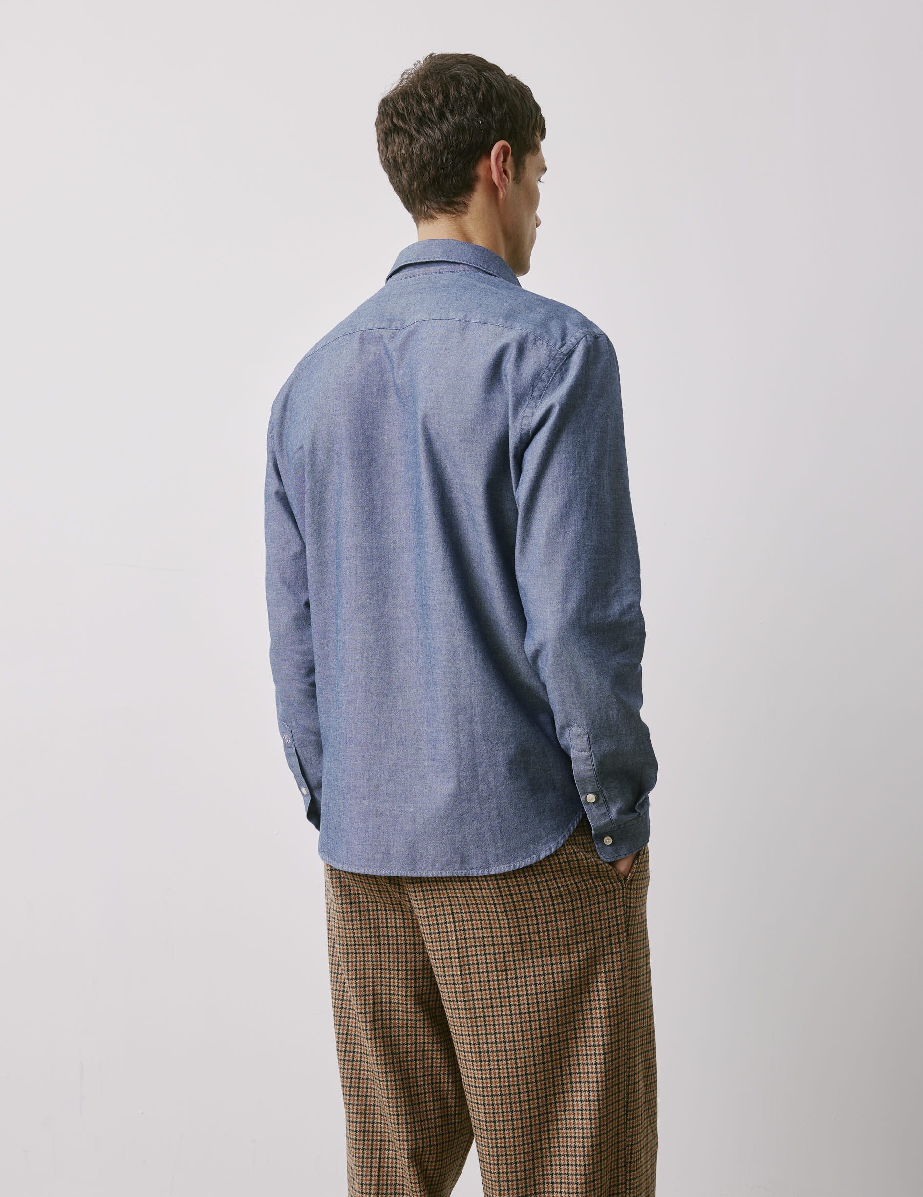 Unisex denim blue Je t'aime shirt - Denim - Figaret Collar