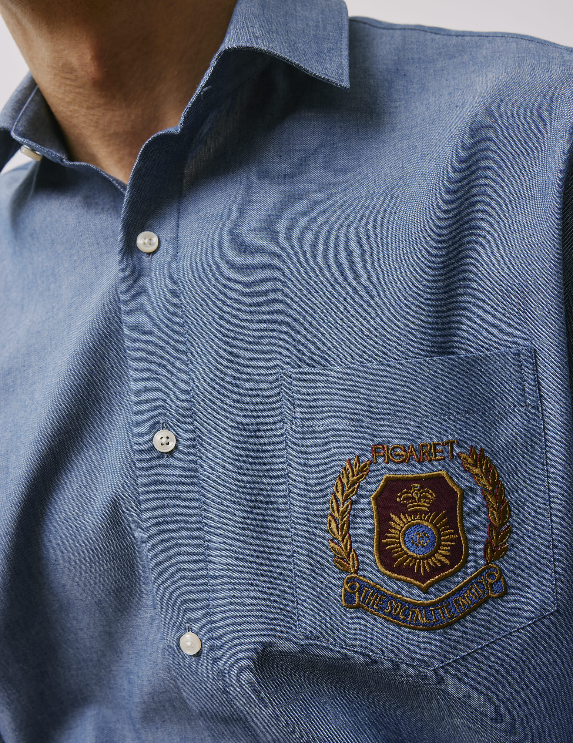 Paolo blue shirt - Chambray - French Collar