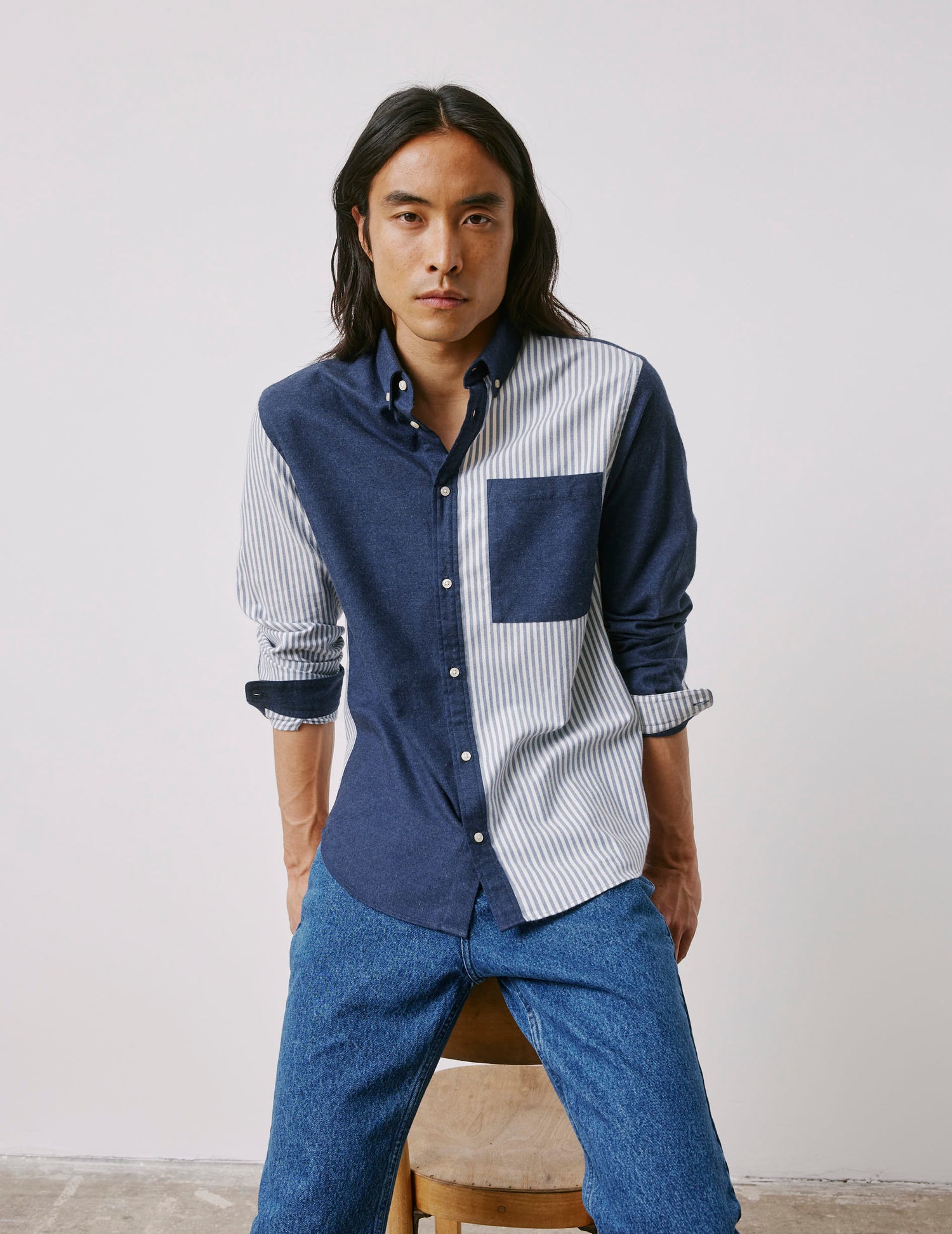 William blue Fun shirt - Flannel - American Collar#1