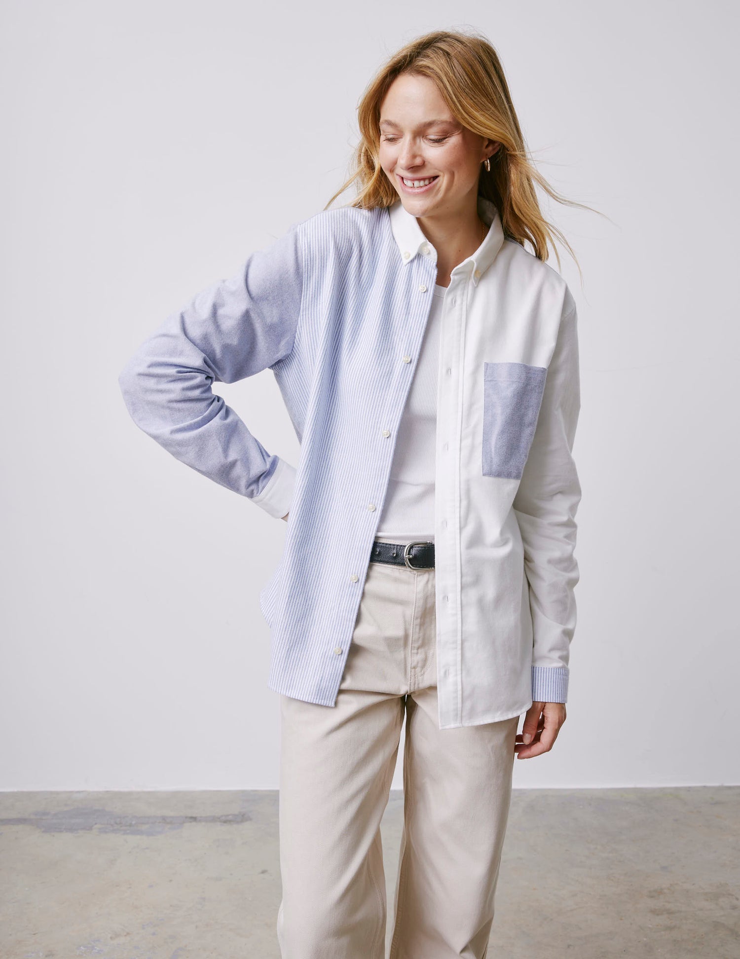 William navy striped Fun shirt - brushed oxford - American Collar#2