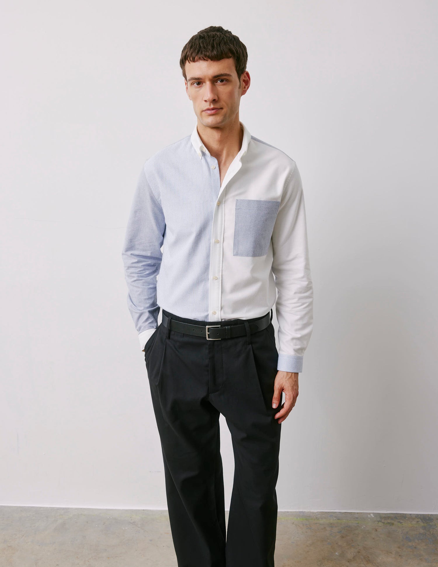 William navy striped Fun shirt - brushed oxford - American Collar#3