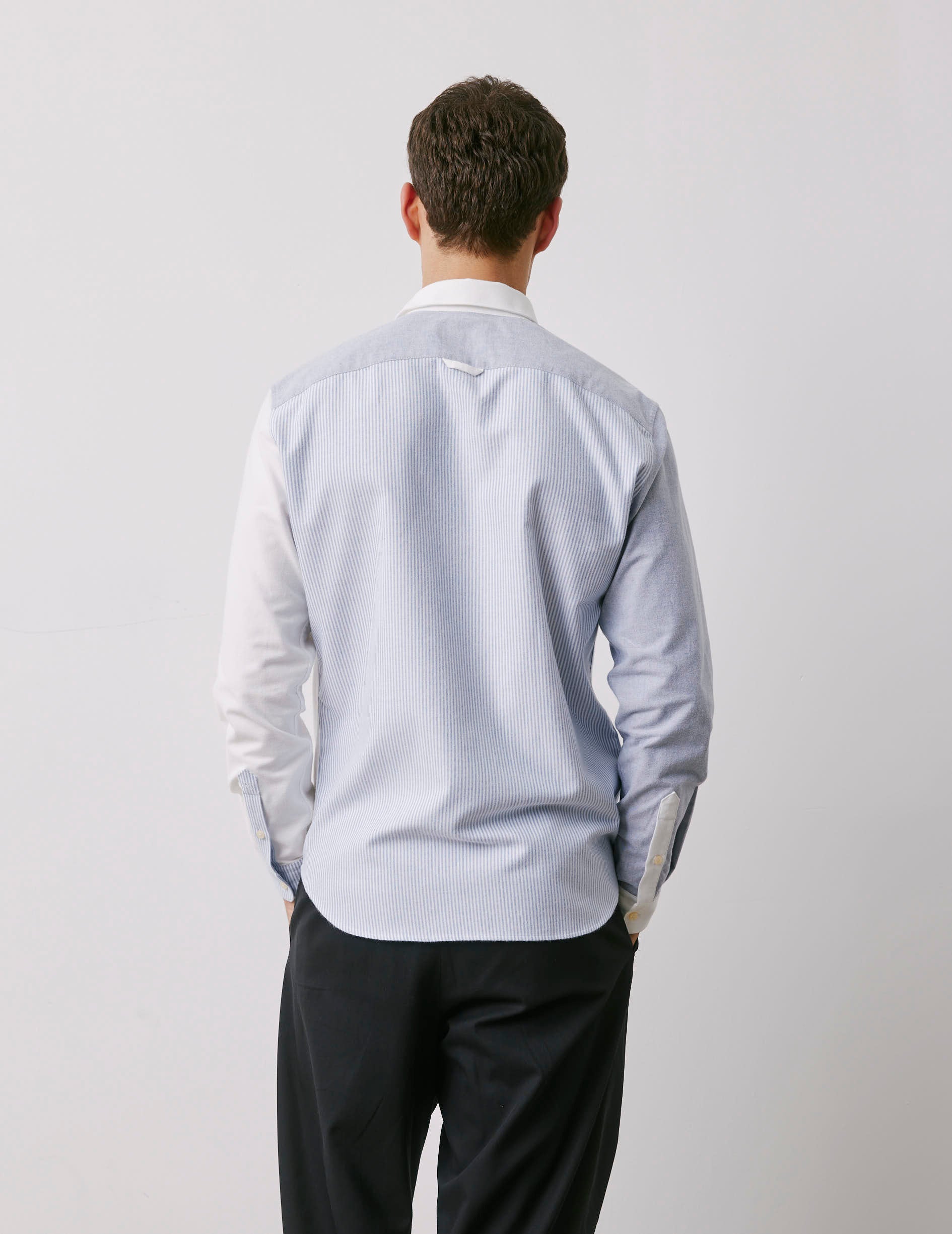 William navy striped Fun shirt - brushed oxford - American Collar