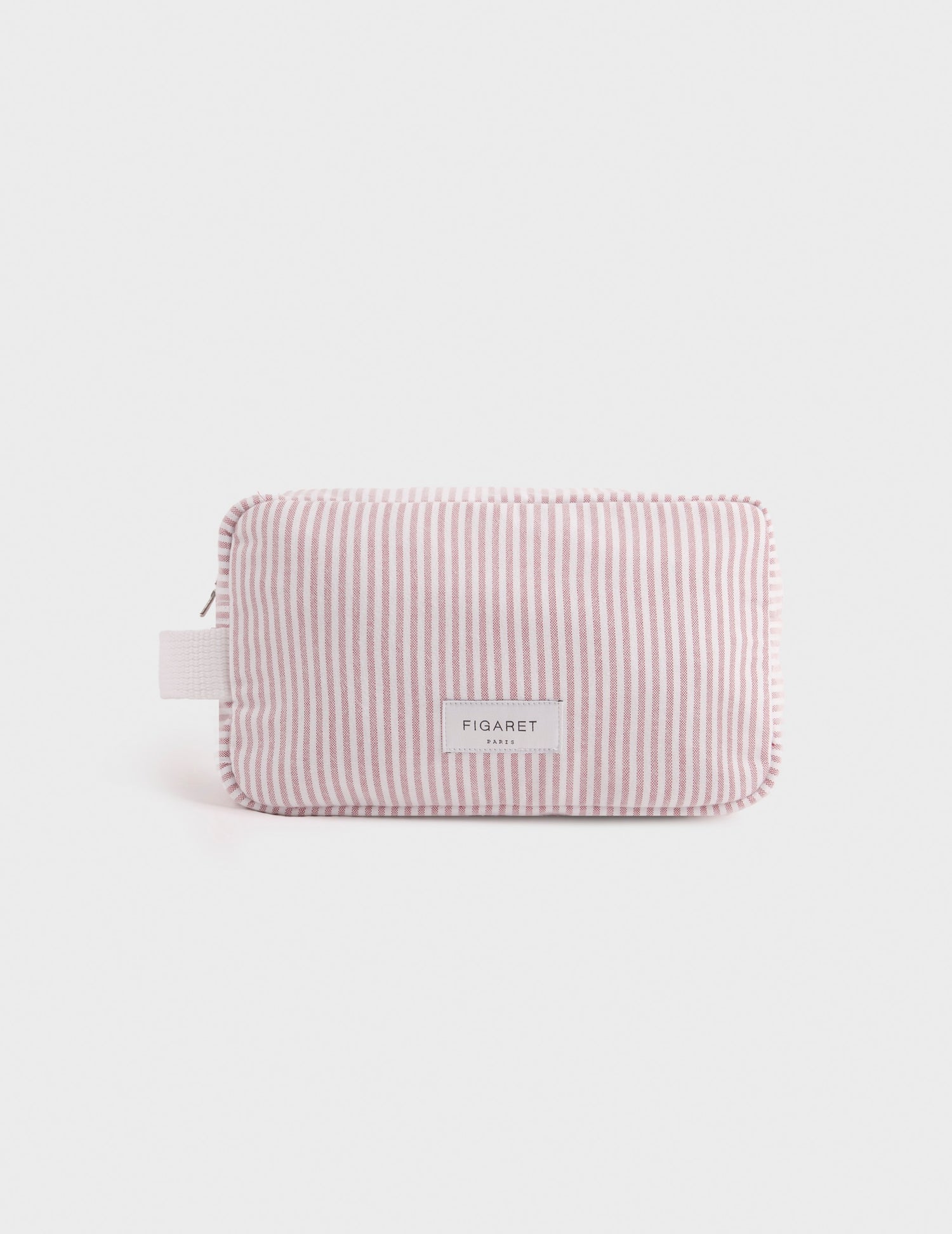 Burgundy striped toiletry bag