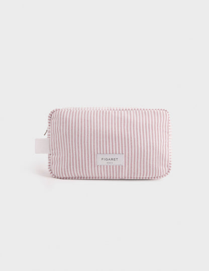Burgundy striped toiletry bag