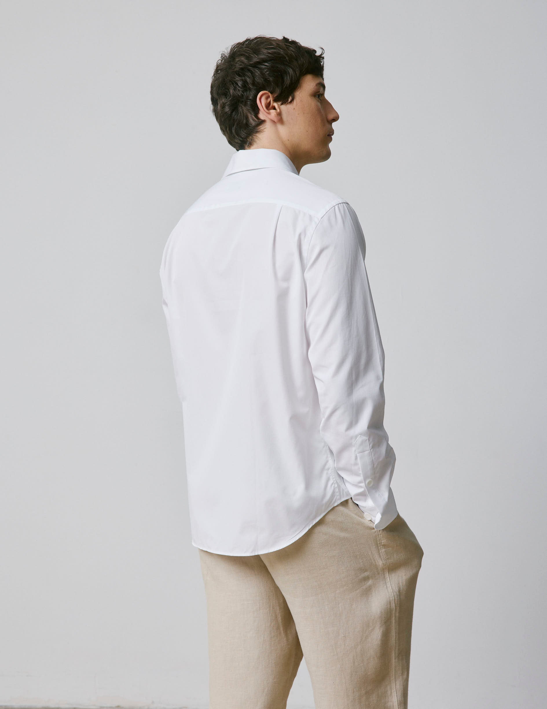 Unisex Ainhoa white shirt - Poplin - Shirt without collar stand Collar