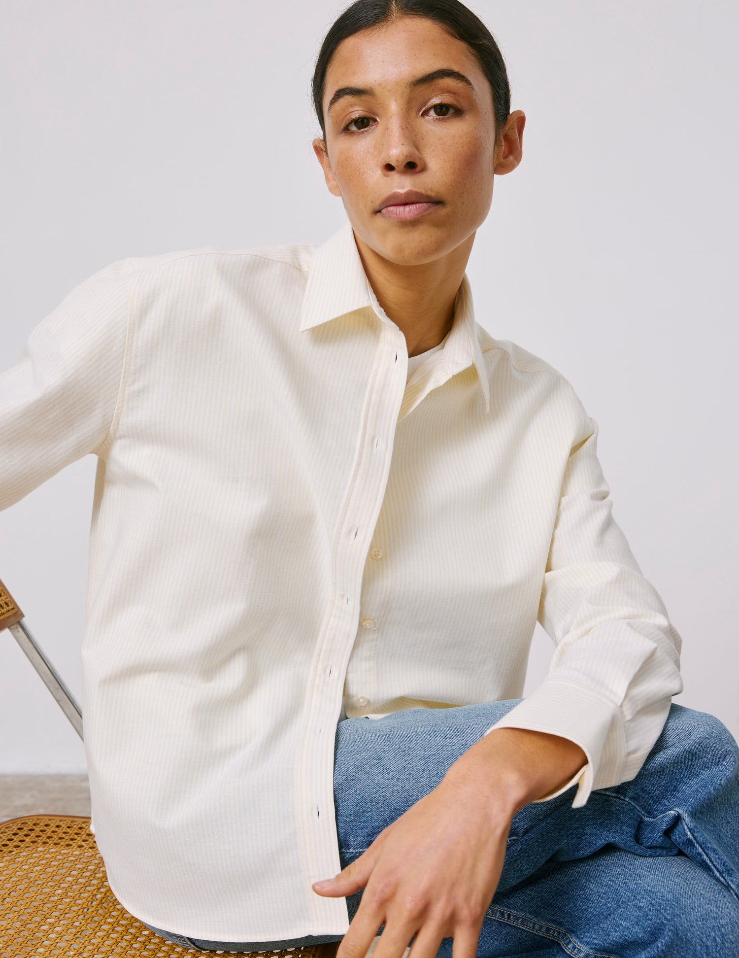 Ambre Striped yellow shirt - Oxford - Shirt Collar