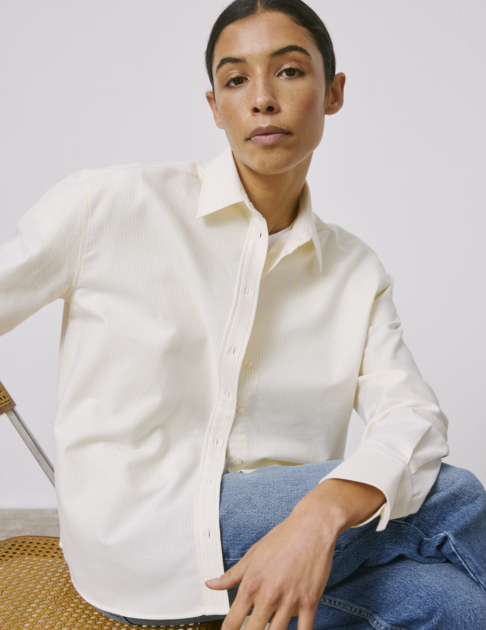 Ambre Striped yellow shirt - Oxford - Shirt Collar