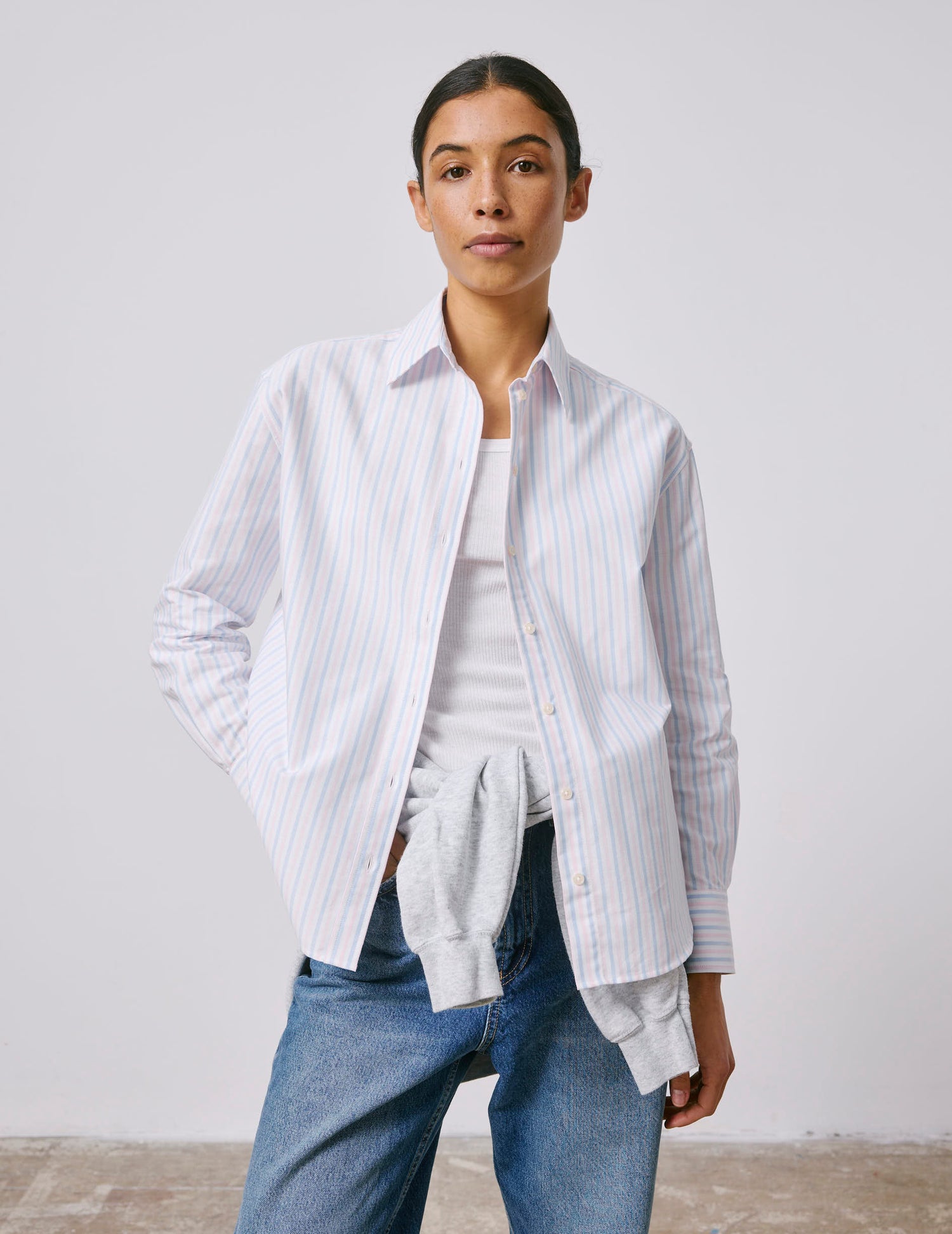 Ambre Striped pink  shirt - Oxford - Shirt Collar