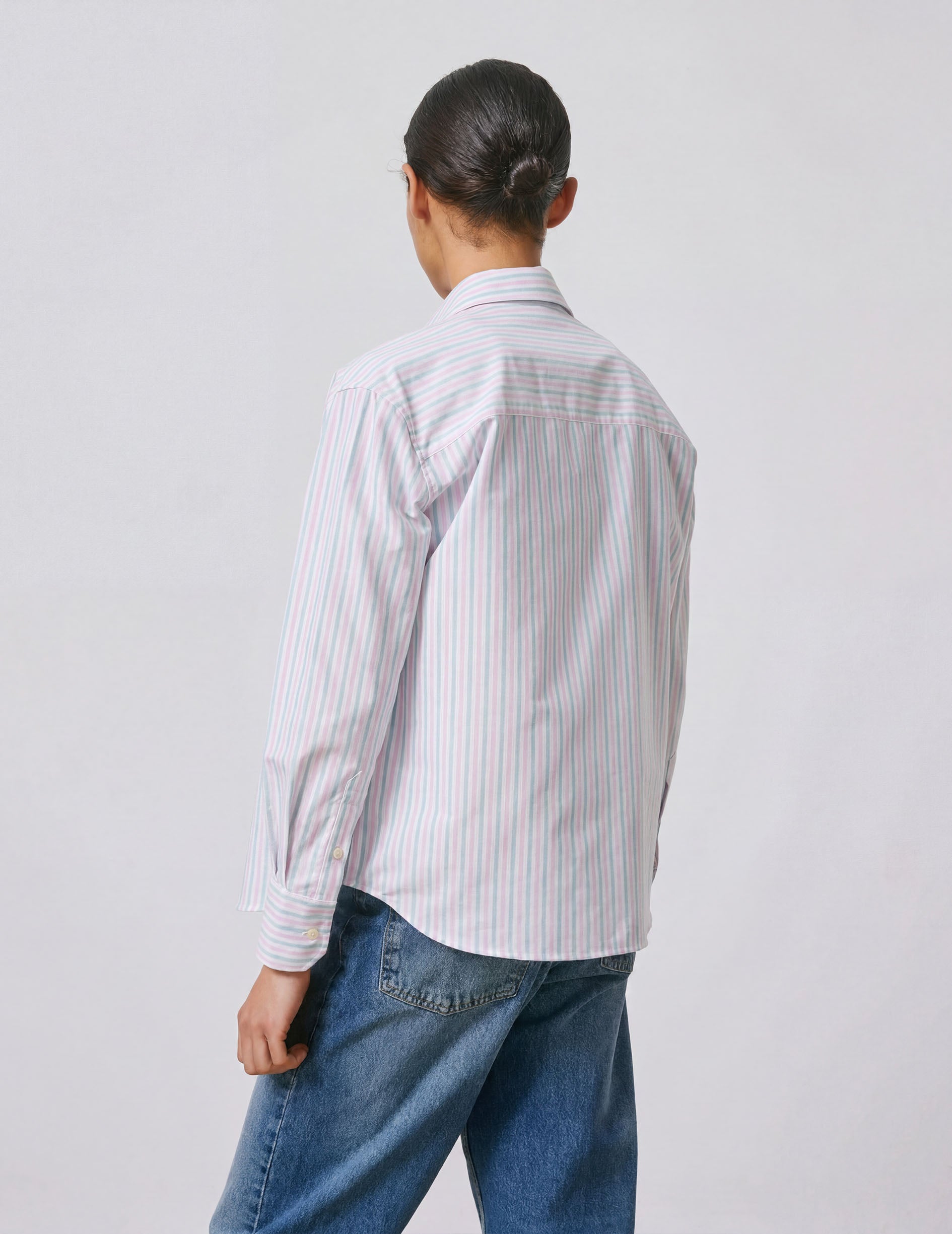 Ambre Striped pink  shirt - Oxford - Shirt Collar
