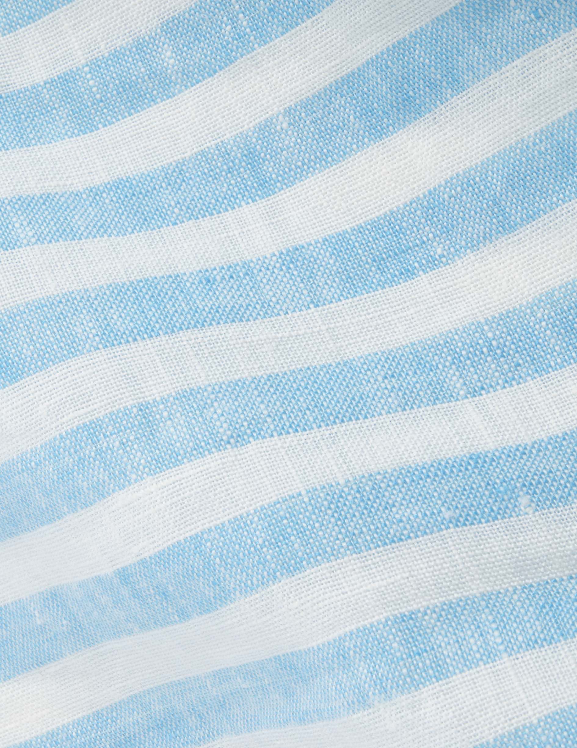 Turquoise striped linen Ambre shirt - Linen - Shirt Collar