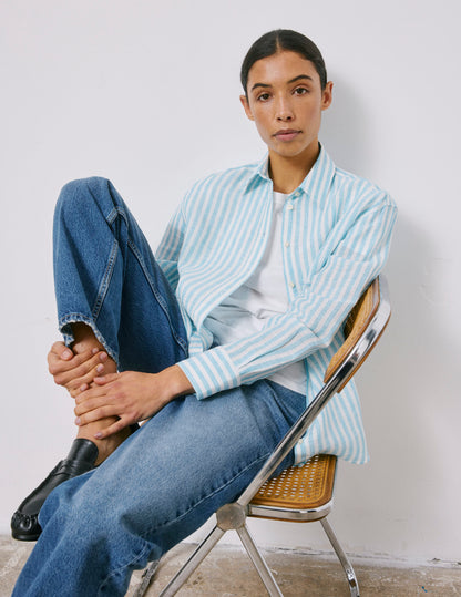 Turquoise striped linen Ambre shirt