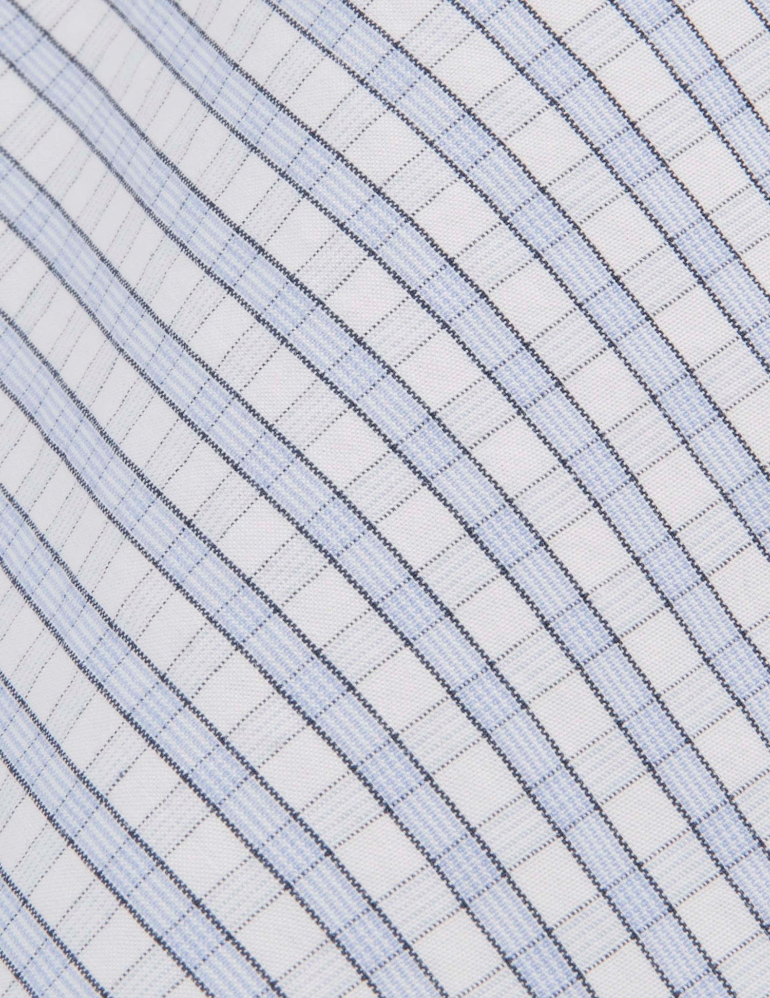 Short-sleeved classic shirt with blue checks - Popeline - Américain Collar#2