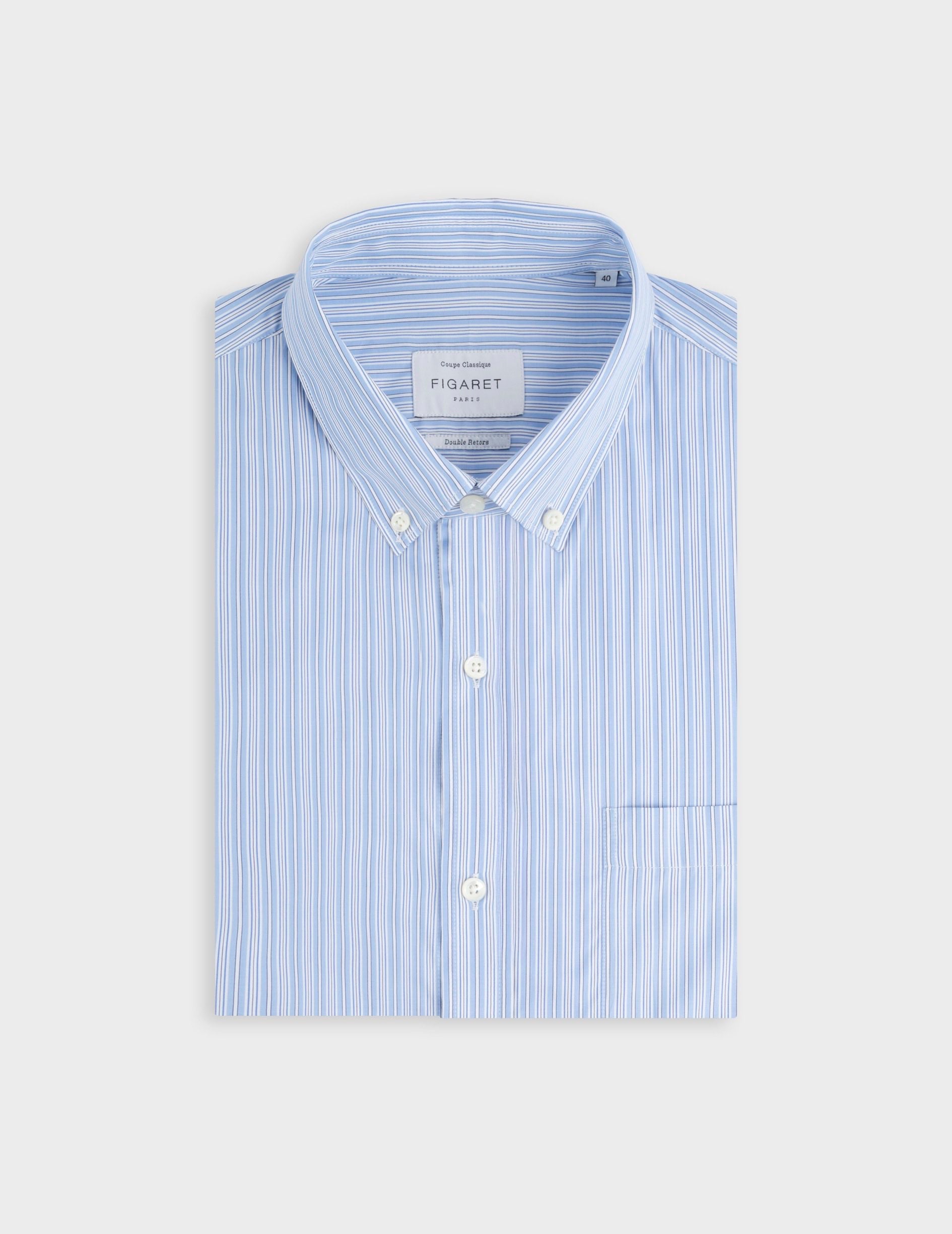 Classic blue striped shirt - Poplin - American Collar