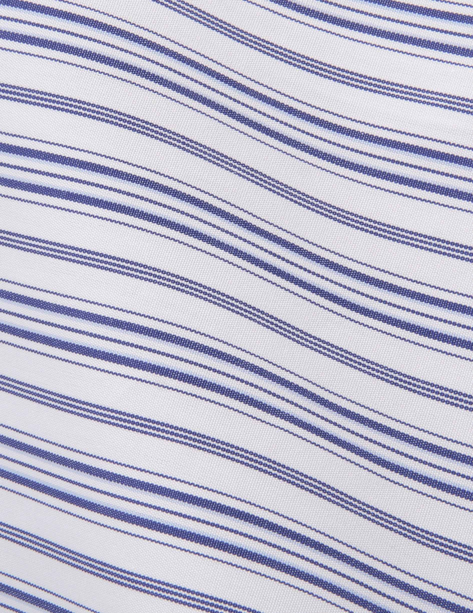 Semi-fitted navy striped shirt  - Poplin - English Collar