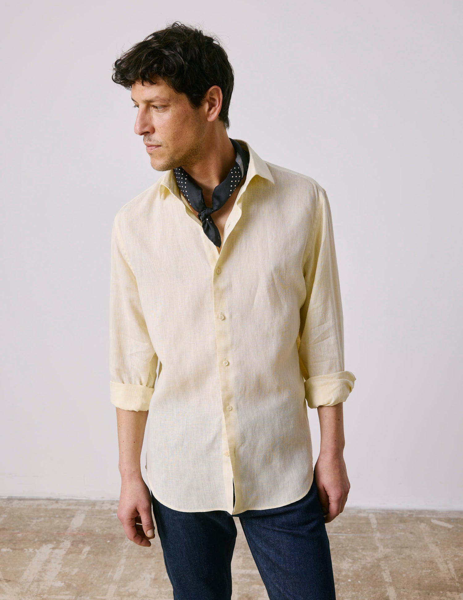Aristote yellow linen shirt - Linen - Italian Collar
