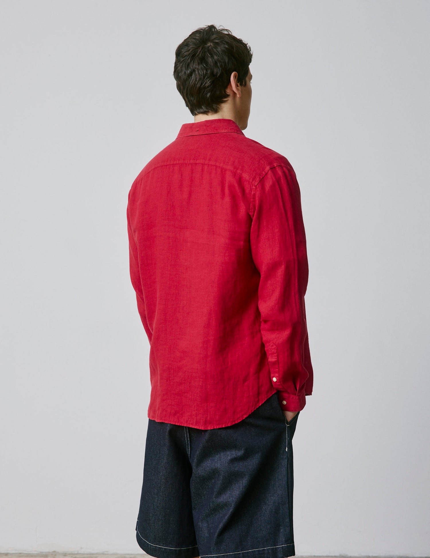 Red linen Aristote shirt - Lin - Italien Collar#2