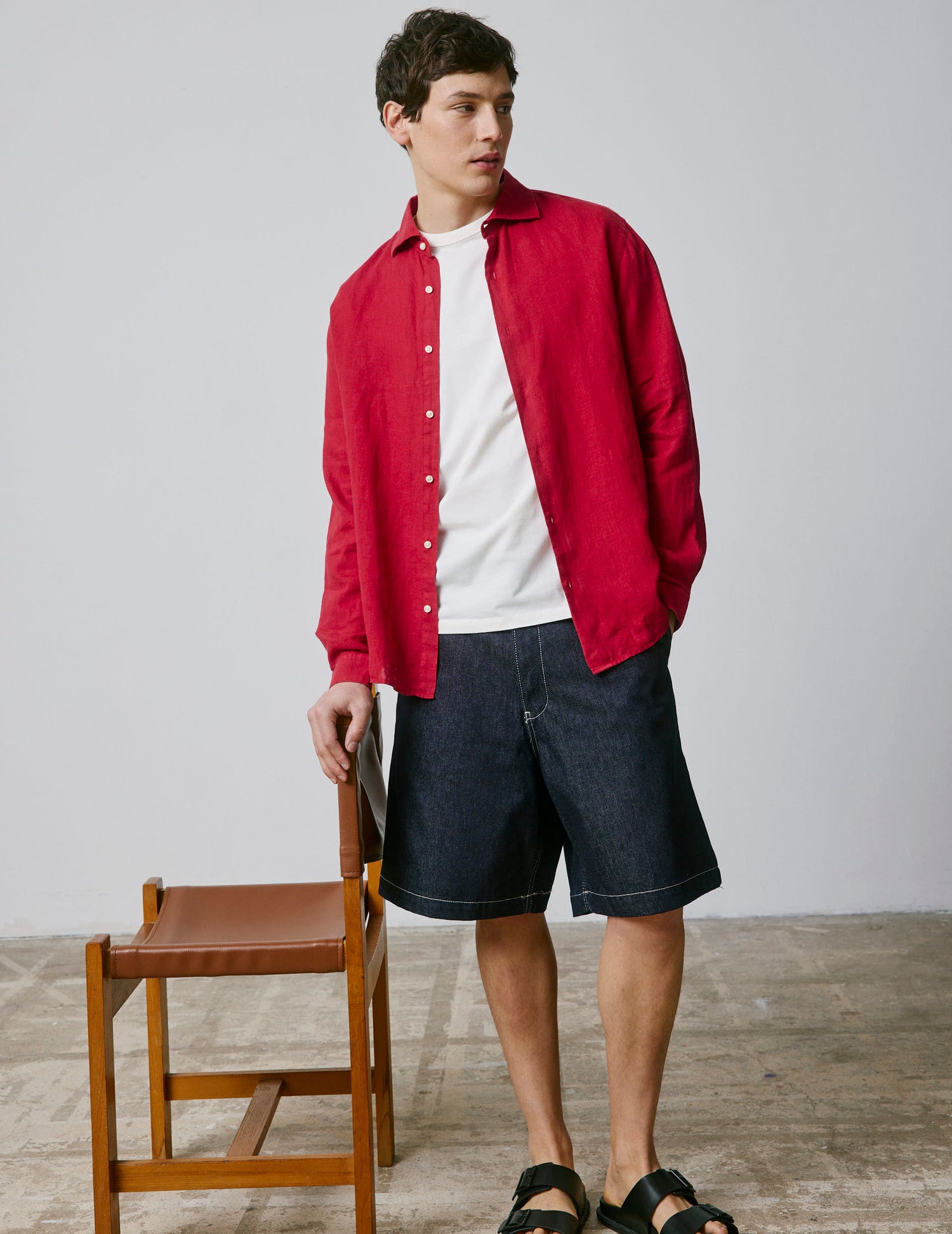Red linen Aristote shirt - Lin - Italien Collar#3