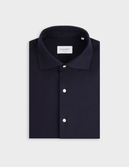 Aristote navy jersey virgin wool shirt