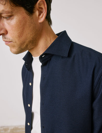 Aristote navy jersey virgin wool shirt