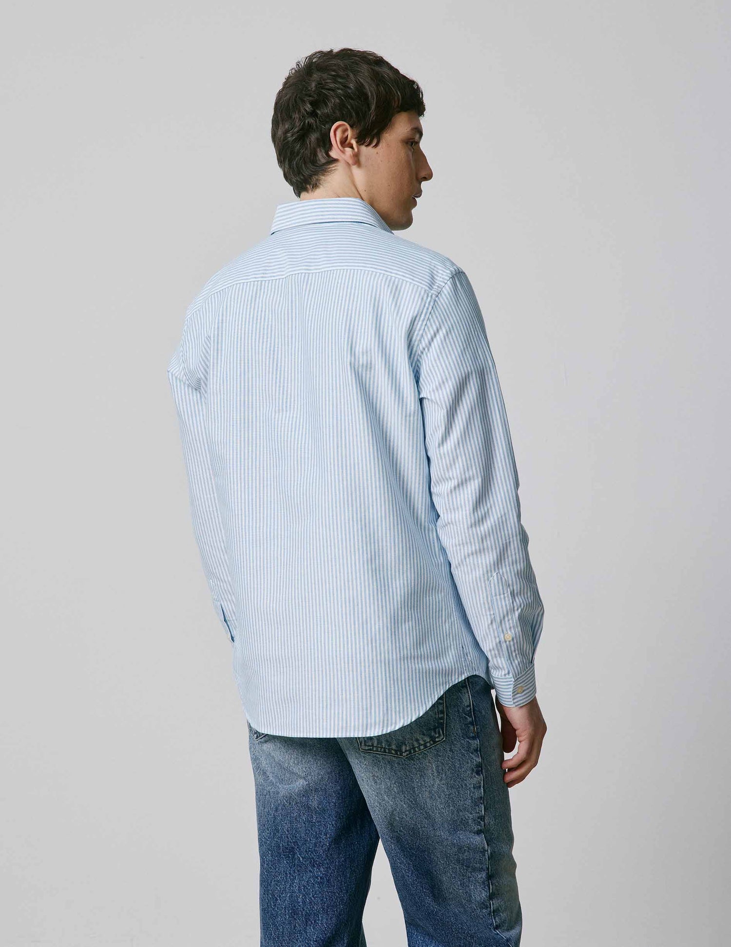 Striped blue Auguste shirt - Oxford - Français Collar#2