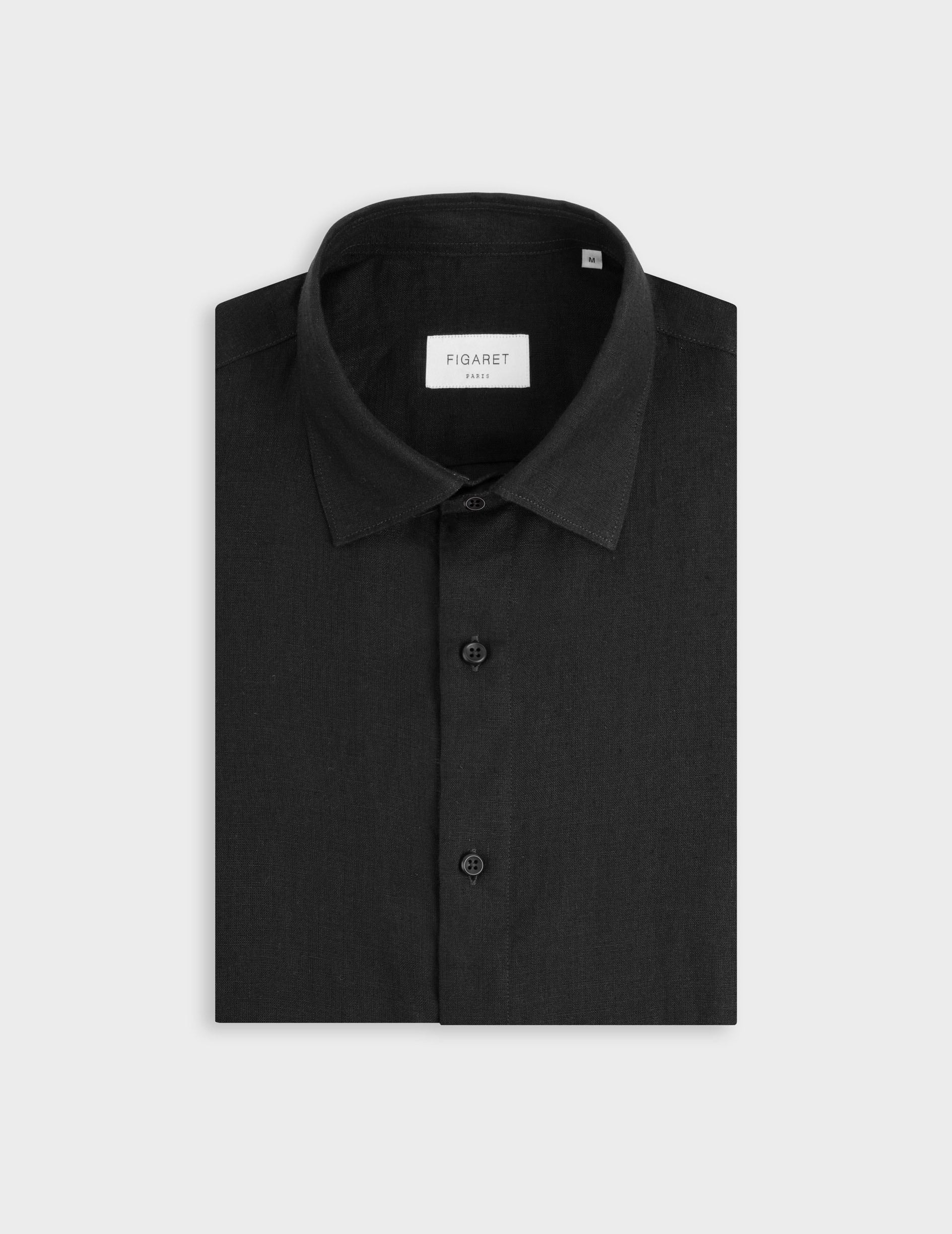 Auguste black linen shirt - Linen - French Collar