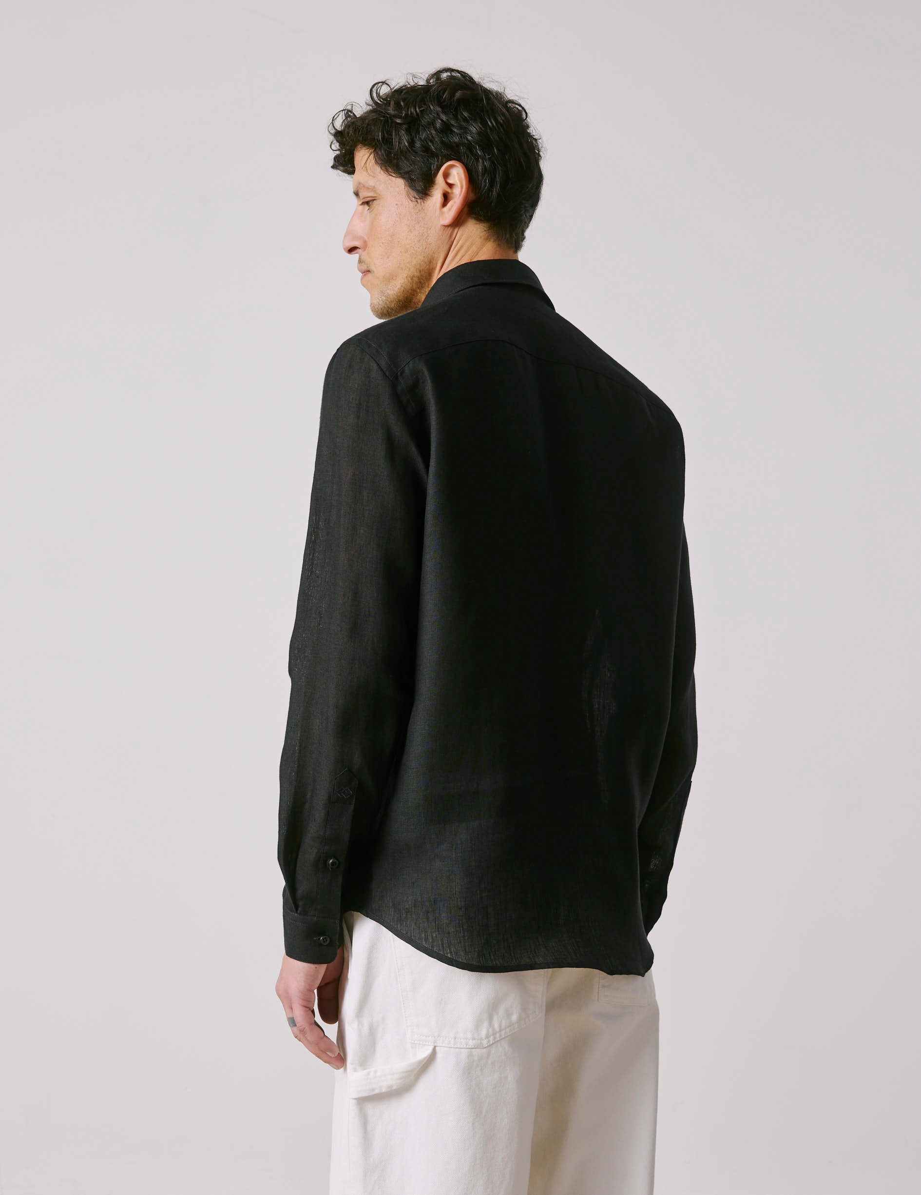 Auguste black linen shirt - Linen - French Collar
