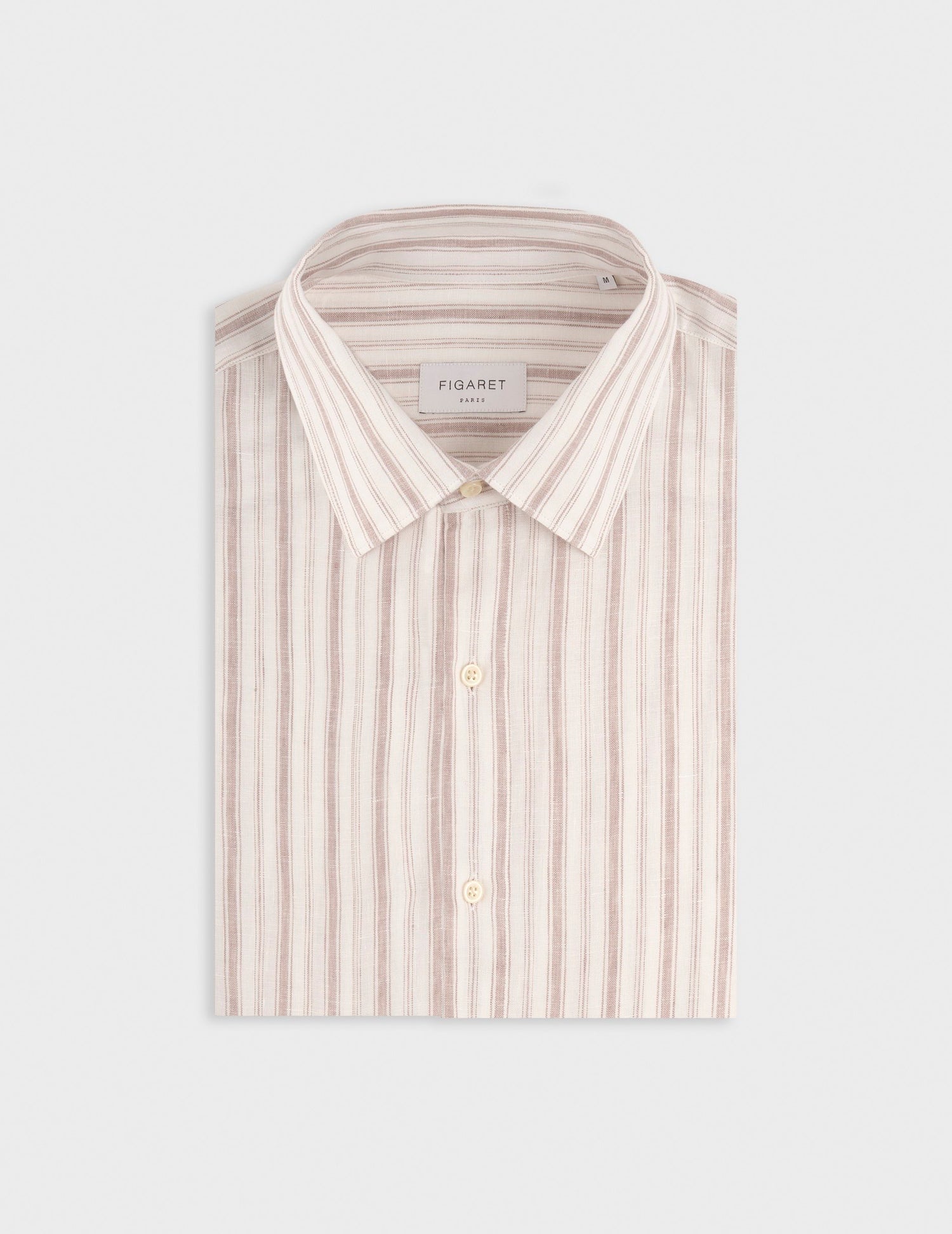 Striped beige linen Auguste shirt - Linen - French Collar#5
