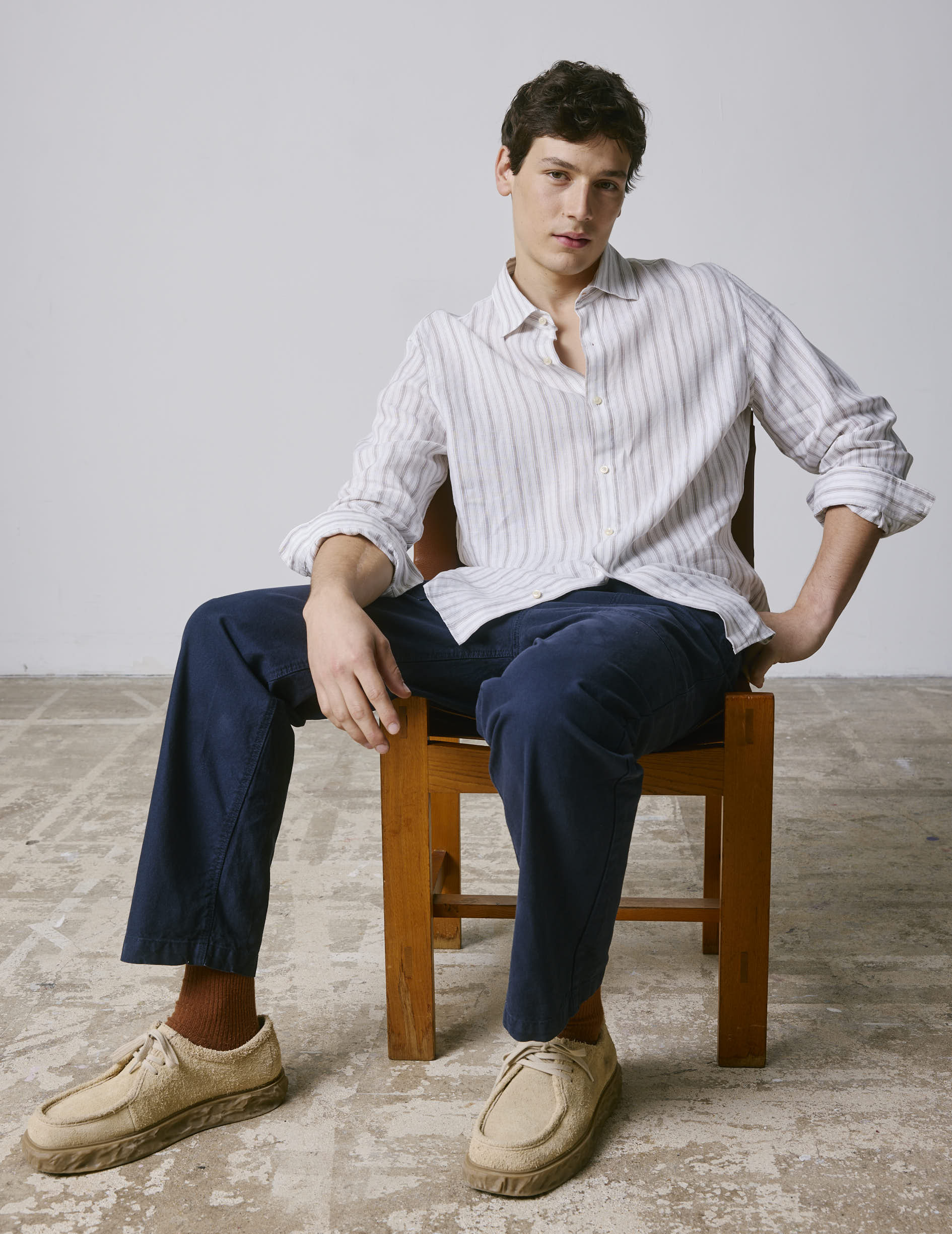 Striped beige linen Auguste shirt