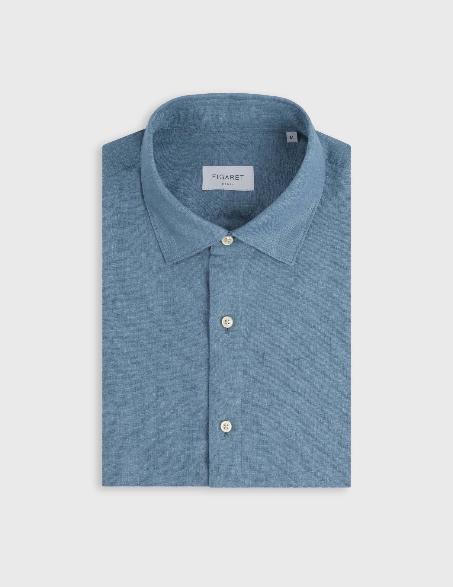 Blue linen Auguste shirt - Lin - Français Collar#4