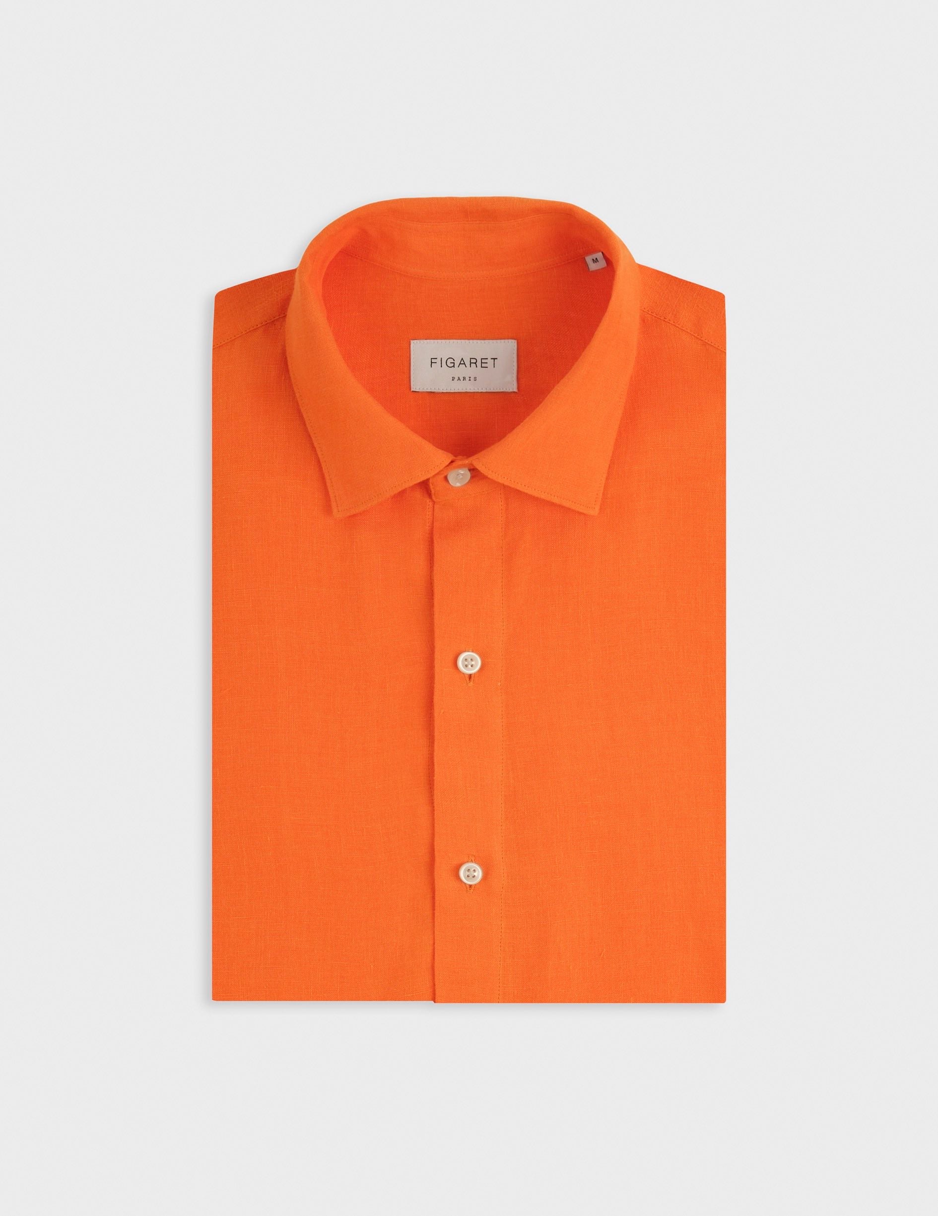 Auguste orange linen shirt - Linen - French Collar