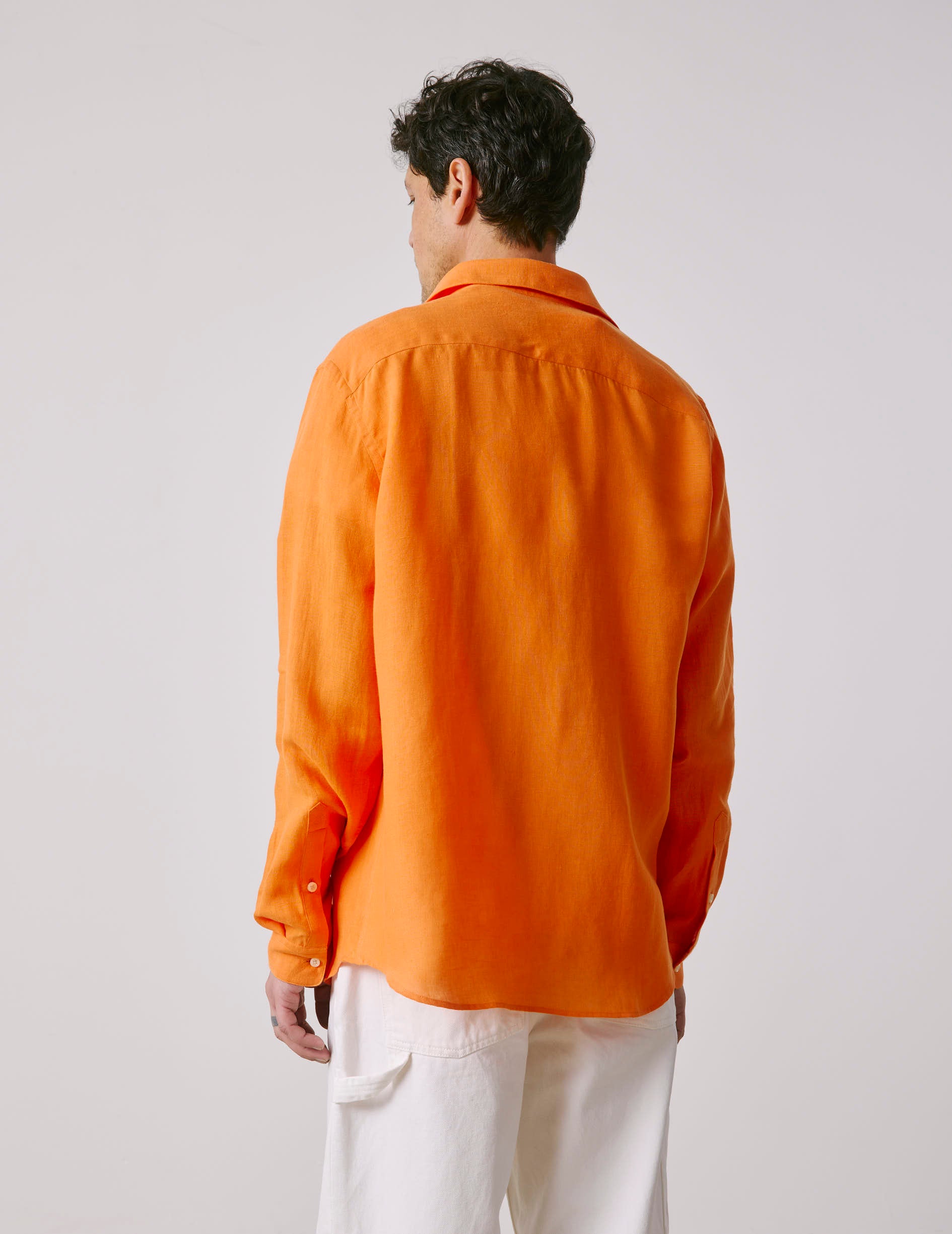 Auguste orange linen shirt - Linen - French Collar