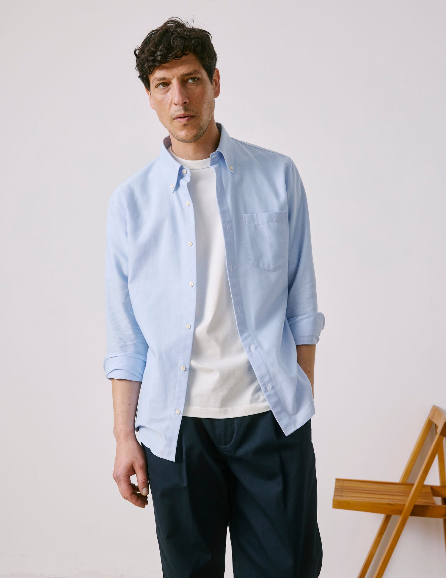 Aurélien blue shirt - Oxford - Prodigious buttoned Collar