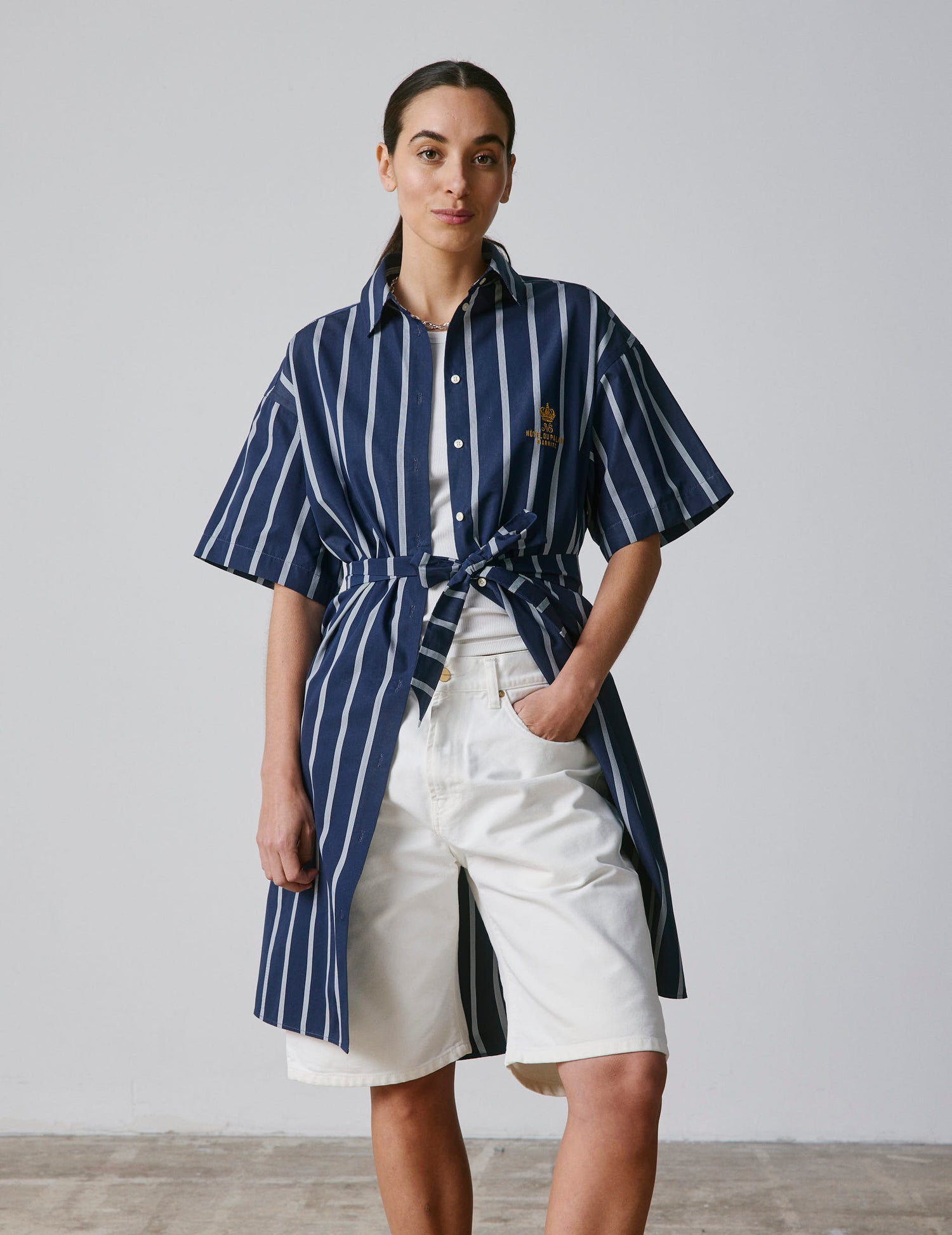 Belharra poplin navy dress