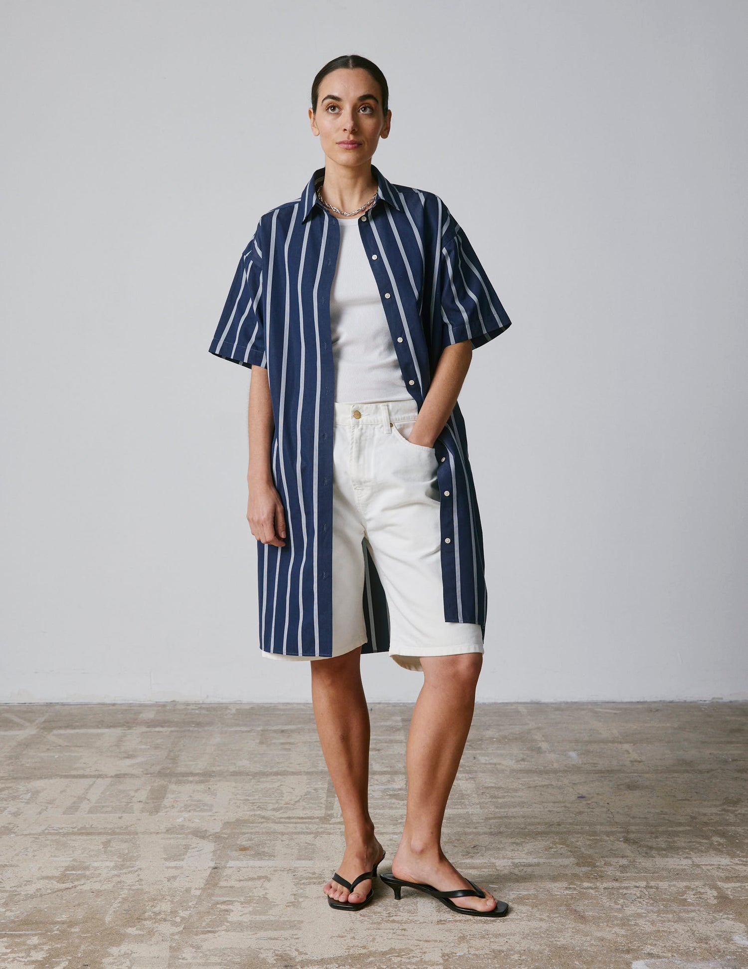 Belharra poplin navy dress