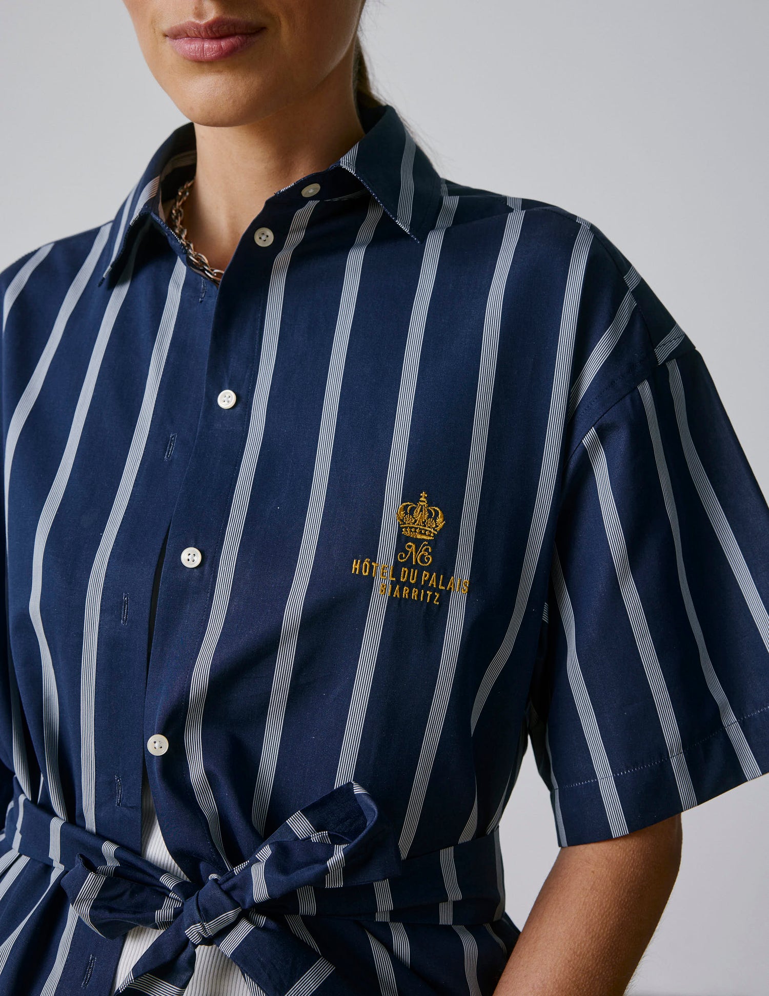 Belharra poplin navy dress