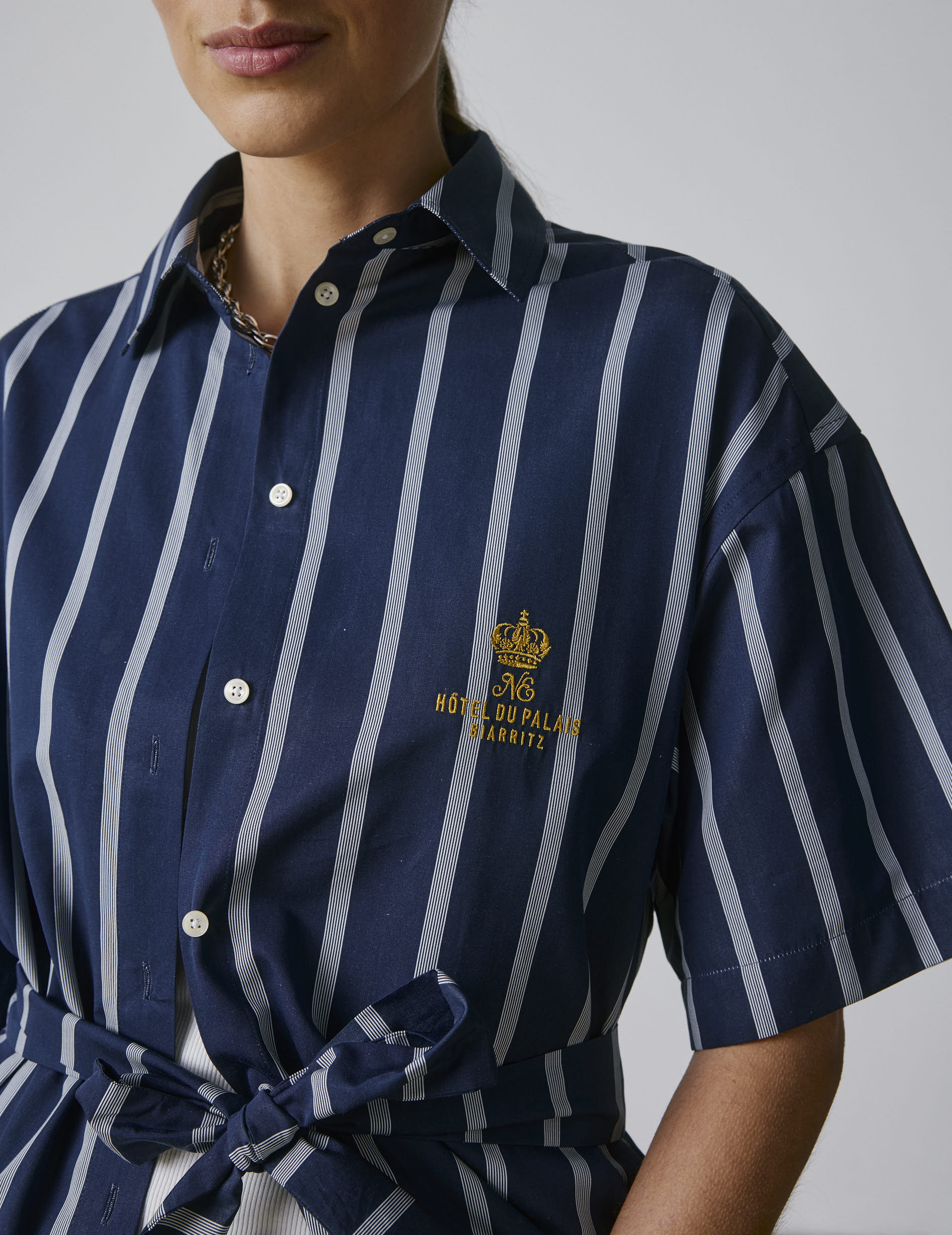Belharra poplin navy dress