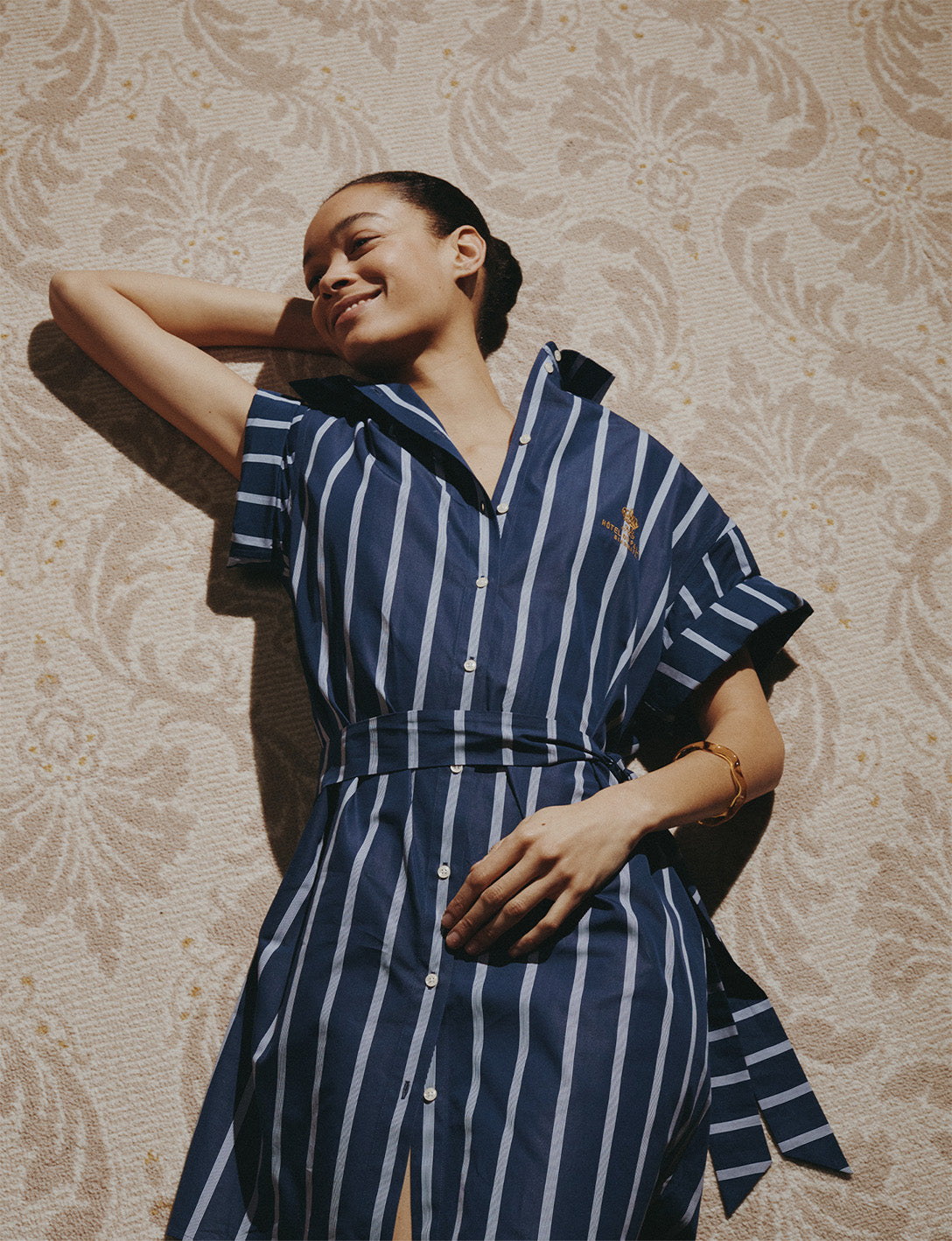 Belharra poplin navy dress