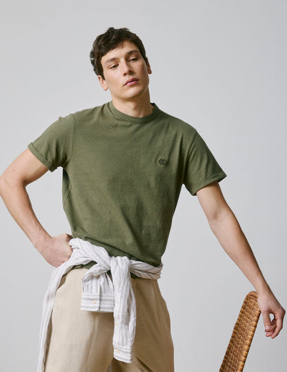 Benny khaki cotton and linen T-shirt