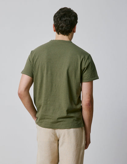 Benny khaki cotton and linen T-shirt