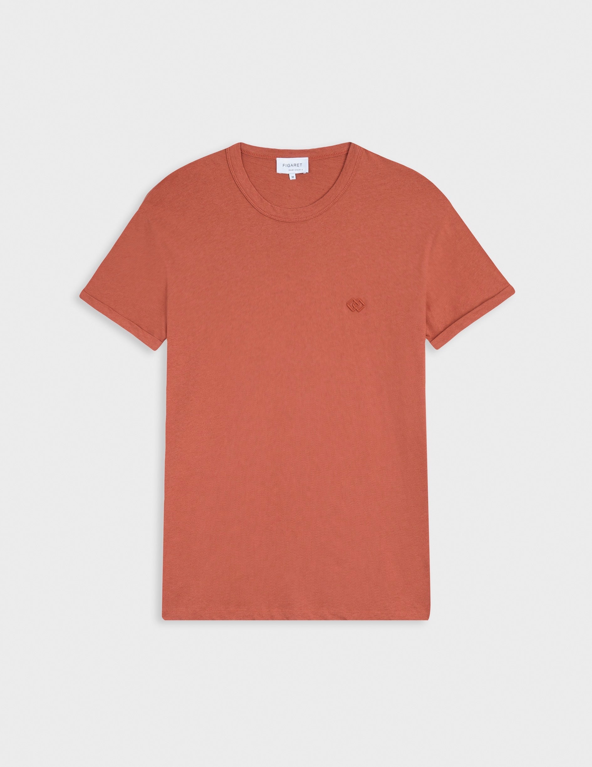 Benny rust cotton and linen T-shirt