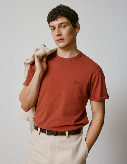 Benny rust cotton and linen T-shirt