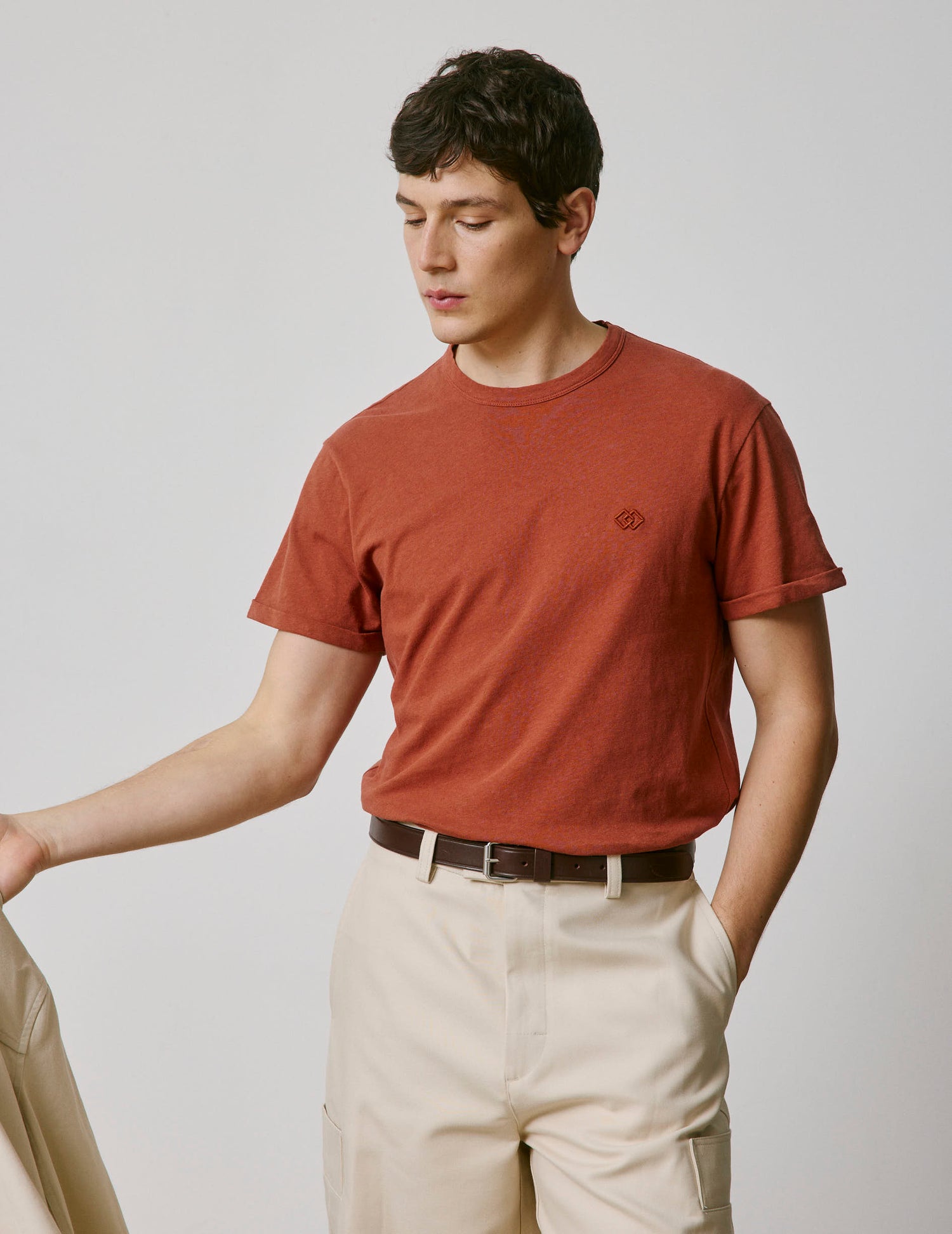 Benny rust cotton and linen T-shirt