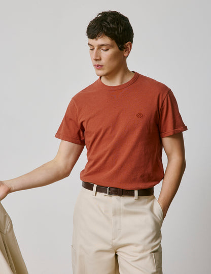 Benny rust cotton and linen T-shirt
